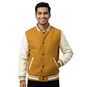 Venta caliente de alta calidad de lana cuerpo de cuero mangas personalizado Chenile CollegeBaseballjacket para los hombres - Product Image 1
