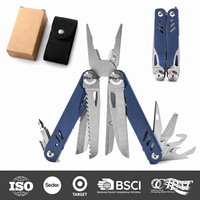 Pince multifonction 18-en-1 bleue en acier inoxydable 420, couteau pliant EDC avec brise-vitre pour hommes, travail de terrain en extérieur, bricolage, cadeau