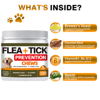 Comprimés à mâcher anti-puces pour animaux de compagnie, saveur poulet, 120 unités, pour chiens et chats, protection longue durée, en stock, vente chaude