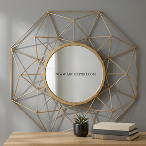 Miroir mural AWE minimaliste moderne avec cadre argenté, léger, durable, écologique, design unique pour maisons contemporaines, vente en gros - Product Image 3