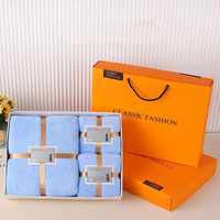 Coffret Cadeau de Serviettes en Polaire Corail 3 Pièces/Ensemble, Très Absorbantes et Haute Densité, Idéal pour Entreprises