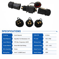 Conector Impermeable IP68 OL-M20 20A 500V de 2, 3 y 4 Pines, Conector Rápido Tipo Bayoneta para Aviación, Cable de Alimentación LED para Alumbrado Público Exterior