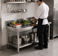 Table de travail de cuisine commerciale en acier inoxydable durable personnalisable, anti-corrosion, modulaire, extensible, hauteur réglable