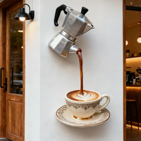 Sculpture de café en fibre de verre sculptée, design moderne de luxe, écologique et personnalisée, pour l'aménagement de café