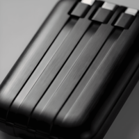 Power Bank Mini Portabel 10000mAh dengan 3 Kabel Pengisian Daya Terintegrasi (Micro USB//USB-Type C) Layar Digital Pengisian Cepat USB