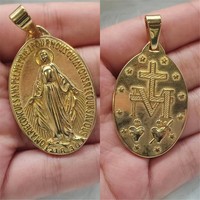 Pendentif Madonna, bijoux religieux, collier catholique chrétien en argent, plaqué or, acier inoxydable, collier de la Vierge Marie