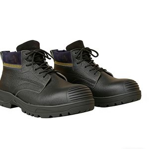Uganda Men's Black Slip-On Square Toe Light Solid Safety Boots Leather Anti-Puncture Labor Shoes <b>Office</b> Career Wholesale <b>Supply</b> - Product Image 5