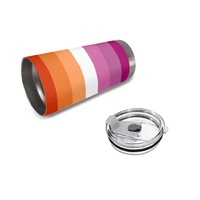 Gobelet isotherme en acier inoxydable de 20 oz avec motif arc-en-ciel lesbien personnalisé (à sept bandes) pour la conduite quotidienne en ville et les moments de café au travail