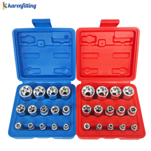 Jeu de 14 embouts Torx E en acier au chrome-vanadium, tailles 1/2 ", 3/8 ", 1/4 ", outils de réparation E24, jeu de douilles à main avec mallette rigide - Product Image 3
