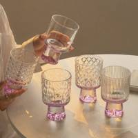 Ensemble de verres à vin en cristal d'améthyste, coupe 5 textures, avec base Purple Mountain et pied, pour la maison, le bar et l'hôtel