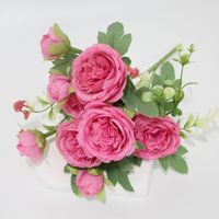 Centre de table de mariage de luxe en pivoines et roses artificielles, bouquet de fleurs en soie rose, décoration de salle de banquet, très réaliste