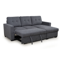 Canapé-lit sectionnel en tissu gris foncé en forme de L avec rangement et chaise longue pour salon, appartement, mobilier de maison