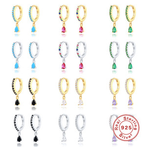 Pendientes de Plata de Ley S925 con Forma de Gota de Agua, Pendientes de Aro de Colores Creativos y Modernos, Más Vendidos en el Extranjero - Product Image 1