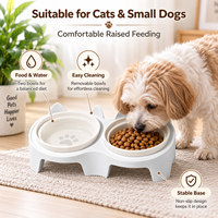 Bol pour chat en céramique portable, étanche, de haute qualité, à motif solide, double, pour l'eau et la nourriture des animaux de compagnie, 3-en-1, surélevé, pour l'intérieur