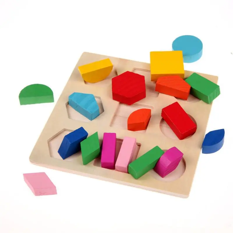 Enfants bébé jouets en bois coloré 3D Puzzle géométrie apprentissage Montessori jouets éducatifs pour enfants bois jouet Puzzles cadeau