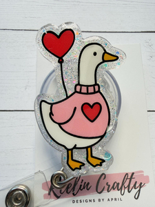 Porta-credenciales personalizado con diseño de ganso de San Valentín y lazo, para enfermeras, regalo para trabajadores de la salud, credencial bonita para la salud <span class=keywords><strong>mental</strong></span> - Product Image 1