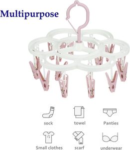 Hot Selling Petal Shape Multifunctional Plastic Sock Drying <b>Hanger</b> with 12pegs - Product Image 2