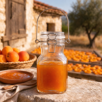 Bocal en verre de qualité alimentaire avec couvercle basculant et poignée de transport, récipient hermétique à motif en relief pour confiture d'abricot et pâte de fruits