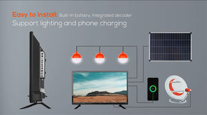 Televisor LED DC de 32 Pulgadas JUA <span class=keywords><strong>Energy</strong></span>, Sistema de Energía Solar de Pago por Uso, 50W 150Wh, Kit de TV con Panel Solar y Batería LiFePO4 Integrada - Product Image 2