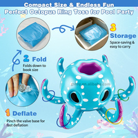 Jeu de lancer d'anneaux gonflable Octopus, jouet aquatique pour piscine, ensemble de balles flottantes avec 5 anneaux pour enfants et adultes, idéal pour les fêtes en extérieur