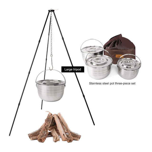 High Quality Barbecue Charcoal Grills Hanging Fire Pit Outdoor Steel Tripod Hanging Bbq Grill