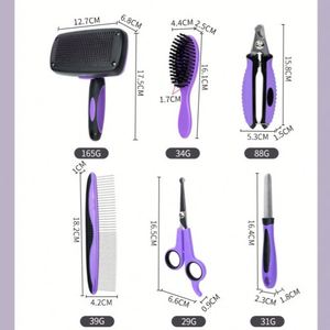 9-Piece Pet <b>Grooming</b> <b>Kit</b>: <b>Dog</b> & Cat Brush, Deshedding Comb, Nail Clippers, Scissors - Perfect Gift - Product Image 3