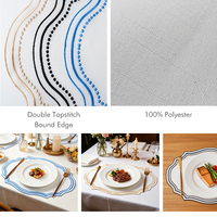 Vente directe d'usine, sets de table personnalisés ovales en polyester 100%, broderie fine, imperméables, légers, pour grands événements et banquets