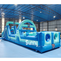 Parcours d'obstacles gonflable géant, château gonflable commercial combiné avec zone de saut pour enfants