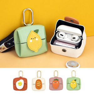 Portable Rectangle PU Leather <b>Mini</b> <b>Pouch</b> Keychain with Snap Fastener Square Design for Earphones and Lipstick - Product Image 2