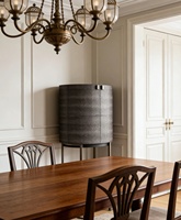 Armoire à vin de luxe minimaliste avec corps incurvé et support métallique élégant pour armoire à vin résidentielle contemporaine