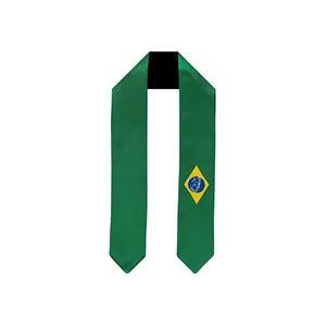 Brasile stampa digitale o a sublimazione o ricamo personalizzato Country stola University Satin Flag Graduation stola Sash
