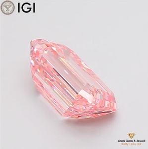 Diamant de 3,00 carats avec certificat IGI, couleur rose vif fantaisie, clarté VS2, diamant de laboratoire cultivé en CVD, taille émeraude, pour collier solitaire - Product Image 3