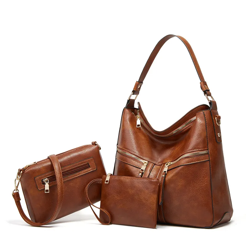 Trendy Large Crossbody bag Ladies Boho Shoulder Handbags Purse Set Women Totes Hobo Leather Bag