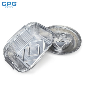 Conteneur en aluminium recyclable de 450 ml, rectangulaire, avec couvercle en carton assorti, conteneur à emporter en aluminium pour restaurant - Product Image 1
