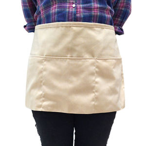 Tablier personnalisé haut de gamme en polycoton uni, tablier de taille à trois poches pour personnel de café et de commerce de détail, avec logo personnalisé - Product Image 3