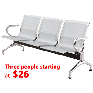 Chaise d'attente trois places en acier inoxydable pour aéroports, hôpitaux, bureaux et hôtels - Product Image 1