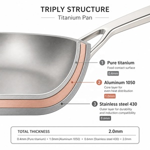 Sartén de Titanio TIANXING con Micro-puntos Grabados, Triple Capa, Superficie PVD <span class=keywords><strong>sin</strong></span> Recubrimiento, Antiadherente Físico, para Uso Profesional de Chefs - Product Image 3