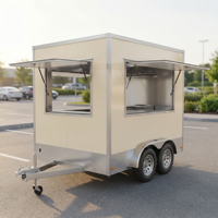 Remorque de vente alimentaire carrée au design minimaliste, conforme aux normes DOT, chariot de restauration mobile moderne pour entreprises, camion de service pour immeubles de bureaux