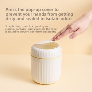 <b>Light</b> luxury push-button desktop trash can Creative small coffee table office living room study with lid trash can - Product Image 2
