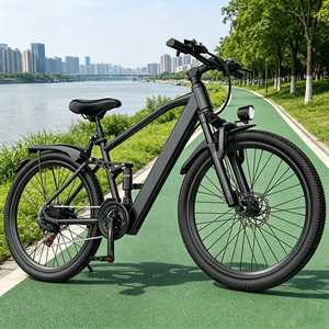 Bicicleta Eléctrica Central Mountain Totalmente Negra, Diseño de Suspensión Completa, Ruedas de 26 Pulgadas, Doble Uso para Desplazamientos Urbanos y Ciclismo al Aire Libre, Motor Central - Product Image 6