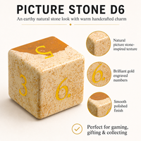 1 pièce de dés en pierre de cristal polyédrique, jaspe beige naturel, écologique, fait main, pour DND, Dungeons & Dragons, RPG et jeux de société