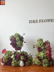 ZIKE el yapımı yapay yeşil ve kırmızı çiçekler ortanca sıcak satış yapay çiçek Arch düğün arka planında düğün için - Product Image 5