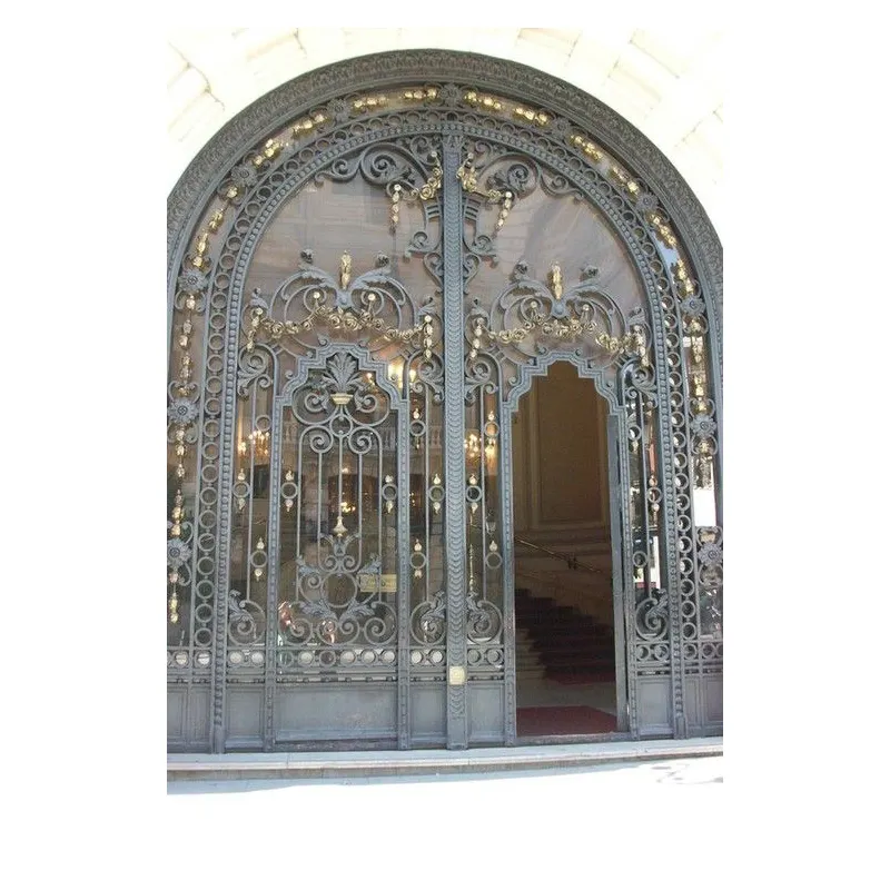 D-TOP demir kapı kolu fotoğrafları kilit demir kemerli kapılar için alüminyum cam siyah açık ve kapalı fransız demir kapı ev