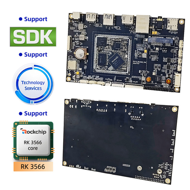 RK3566 Single Board Computer Embedded Motherboard with LVDS USB3.0 Dual Display WiFi BT Ethernet