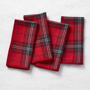 High Quality Handmade Reusable Classic Linen Cotton Red <strong>Tartan</strong> Plaid Printed Cloth <strong>Napkins</strong> for Wedding Home Christmas - Product Image 1