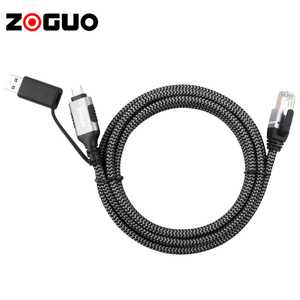 Loại C với USB một bộ chuyển đổi để RJ45 Ethernet <span class=keywords><strong>Adapter</strong></span> hỗ trợ 1000Mbps cho điện thoại và máy tính xách tay PVC Áo khoác bện che chắn Nam đến Nam - Product Image 3