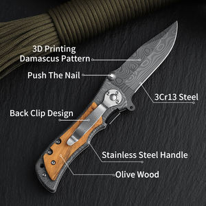 Hete Aanbieding Op Maat Gegraveerd Olijfhouten Handvat Outdoor Camping Tactisch Jacht Op Maat Gemaakt Vouwzakmes - Product Image 4