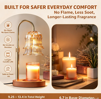 Lampe chauffe-bougie avec minuterie : Réglable en hauteur, intensité variable, chauffe-bougie réglable - Forme de fleur