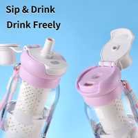 Botella de Agua Deportiva Premium de Tritán, Libre de BPA, Transparente, Ecológica, con Pajita e Infusor de Té, Cordón para Colgar, Ideal para Natación y Running