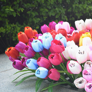 Fleurs de tulipes artificielles, bouquet en soie à 9 têtes, 40 cm, décoration de la maison, accessoires de mariage - Product Image 2